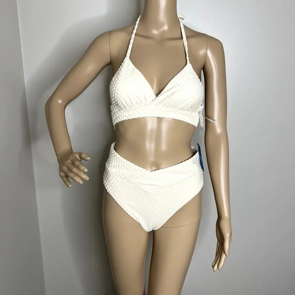Cupshe Dot Textured High Waisted Bikini